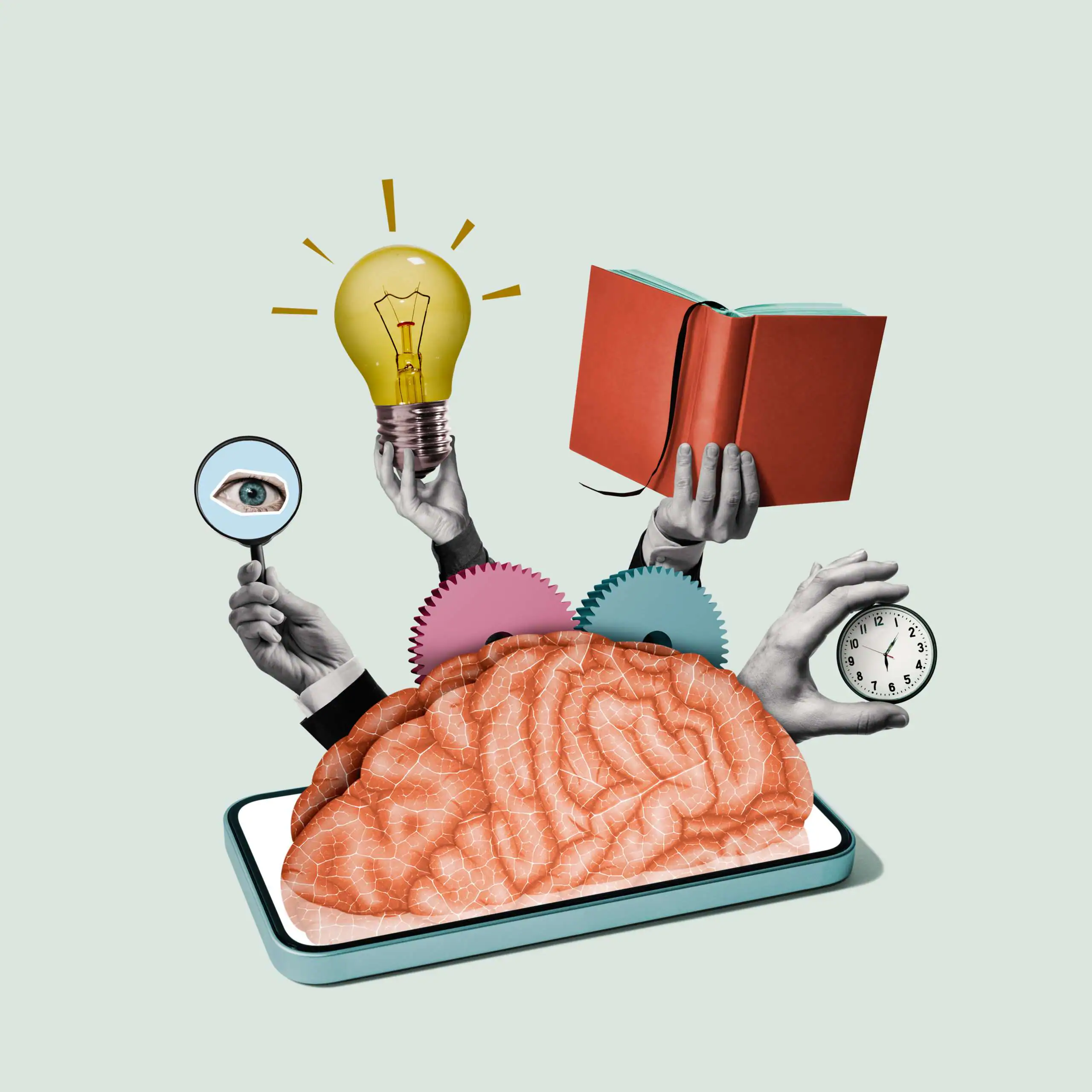 A collage of brain from a mobile phone to show creativity